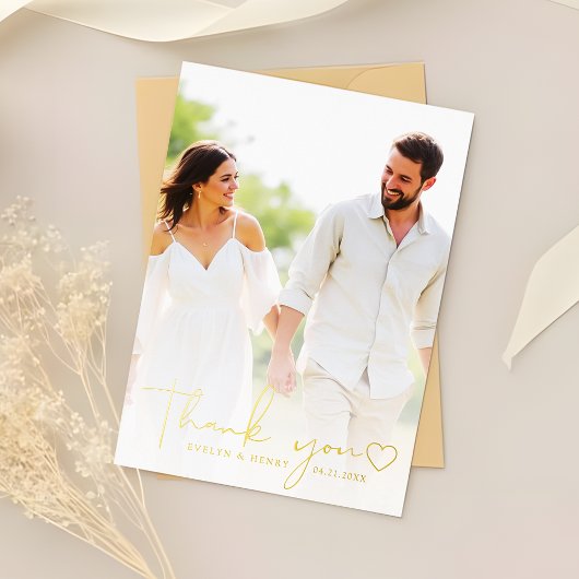 Foto Overlay Gold Foil Script Vielen Dank Folieneinladung