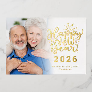 Foto Overlay Happy New Year 2026 Luxury Real Folien Feiertagskarte