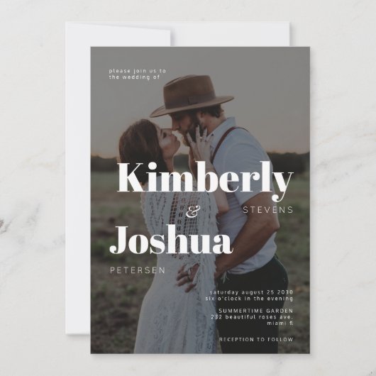 Foto-Overlay-Hochzeit für moderne Typografie Einladung (Vorderseite)