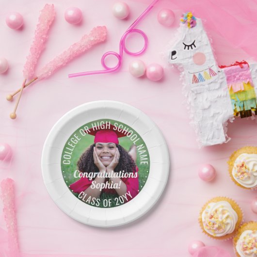 Foto Overlay Moderne Glückwünsche Abschluss Pappteller (Party)