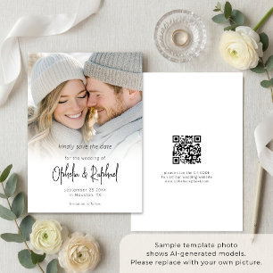 Foto-Overlay Moderne Schrift QR-Code Hochzeit Save The Date
