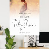 Foto Overlay Modernes Skript Begrüßungsdusche Baby Poster (Heimbüro)