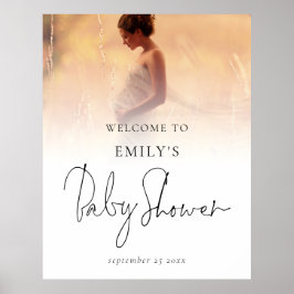 Foto Overlay Modernes Skript Begrüßungsdusche Baby Poster
