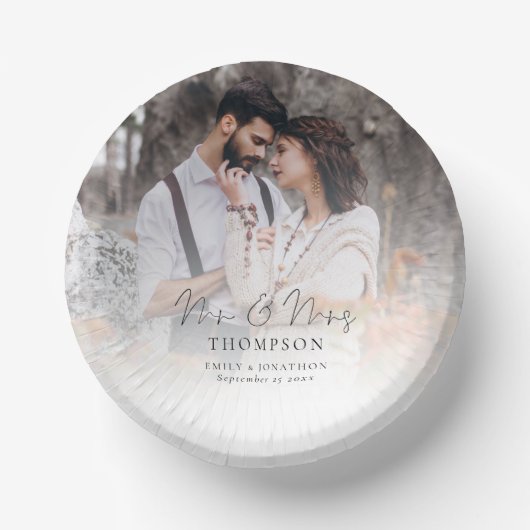 Foto Overlay Mr. Script Names Date Wedding Pappteller (Vorderseite)