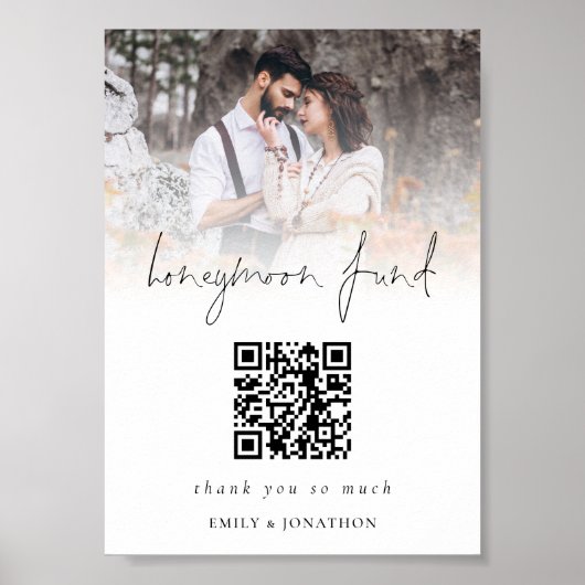 Foto-Overlay QR-Code Flitterwochen-Fonds Hochzeit Poster (Vorne)