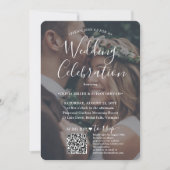 Foto Overlay QR-Code UAWG White Script-Hochzeit Einladung (Vorderseite)