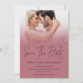Foto Overlay QR Rose Gold Black Script Hochzeit Save The Date (Vorderseite)