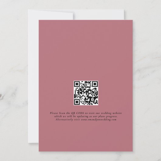 Foto Overlay QR Rose Gold Black Script Hochzeit Save The Date (Rückseite)