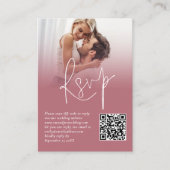 Foto Overlay QR Rose Gold Script Hochzeit RSVP Begleitkarte (Vorderseite)