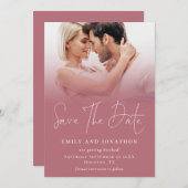 Foto Overlay QR Rose Gold White Script Hochzeit Save The Date (Vorne/Hinten)