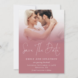 Foto Overlay QR Rose Gold White Script Hochzeit Save The Date