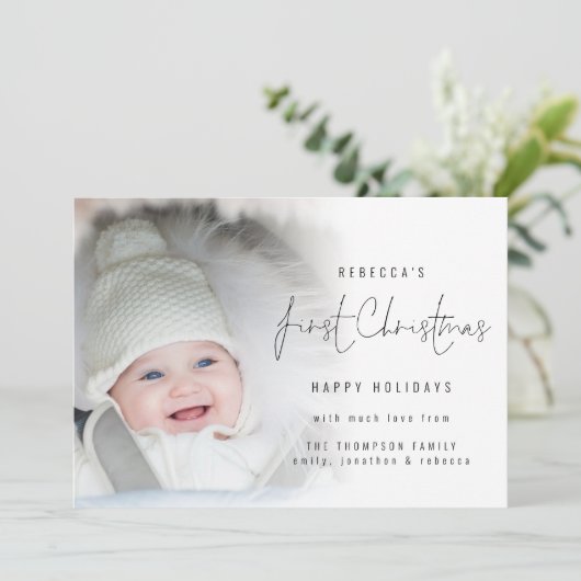 Foto Overlay Script Baby First Christmas (Stehend Vorderseite)