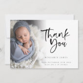 Foto Overlay Script Boy Danke Birth Ankündigung (Vorderseite)