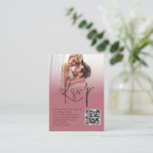 Foto Overlay Script QR Rose Gold Wedding RSVP Begleitkarte (Stehend Vorderseite)