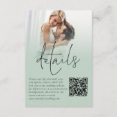Foto Overlay Script QR Sage Wedding Details Card Einladung (Vorderseite)