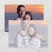 Foto Overlay Script Typografie Wedding RSVP Card Karte (Vorne/Hinten)