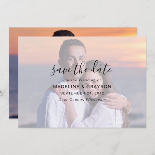 Foto Overlay Script Typografy Wedding Rettete The Save The Date (Vorne/Hinten)