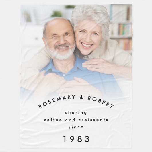 Foto Overlay Sharing Coffee Croissants Jahr-Namen Fleecedecke (Vorderseite)