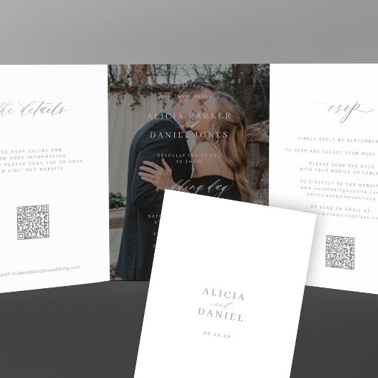 Foto Overlay Silberhochzeit RSVP Details QR-Code Dreifach Gefaltete Einladung