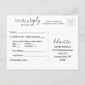 Foto Overlay Simple Elegant Script Wedding RSVP Einladungspostkarte (Rückseite)
