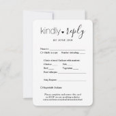 Foto Overlay Simple Script Elegant Wedding Kindly RSVP Karte (Rückseite)