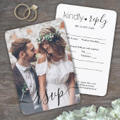 Foto Overlay Simple Script Elegant Wedding Kindly RSVP Karte