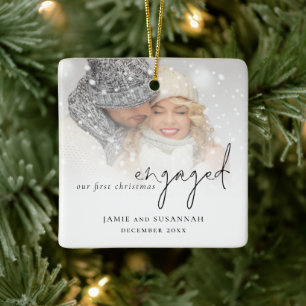 Foto Overlay-Skriptnamen 1. Verlobte Weihnachten Keramikornament