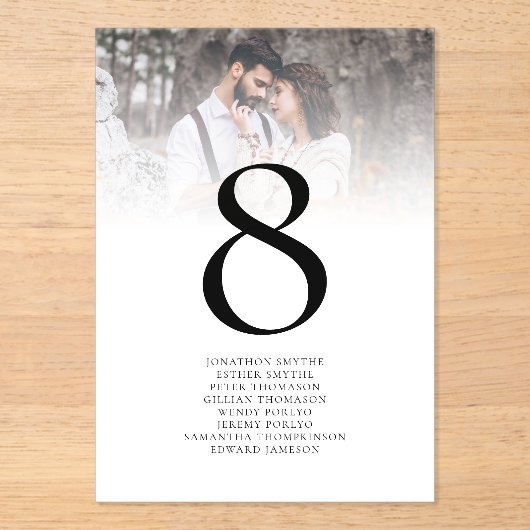 Foto Overlay White Wedding Acrylic Tischnummer (Vorderseite)