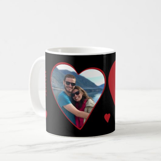 Foto Paar Initialen Herzform Valentine Kaffeetasse (Vorderseite Links)