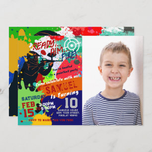 Foto Paintball Geburtstagseinladung, Paintball Einladung