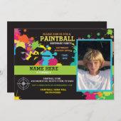 Foto Paintball Geburtstagsparty Einladung (Vorne/Hinten)