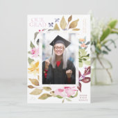 Foto Painted Florals School Graduate Ankündigung (Stehend Vorderseite)