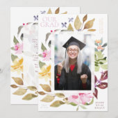 Foto Painted Florals School Graduate Ankündigung (Vorne/Hinten)