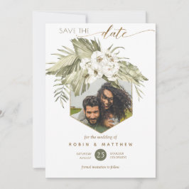 Foto, Palmen Blätter Blumengrün Wasserfarbe Save The Date