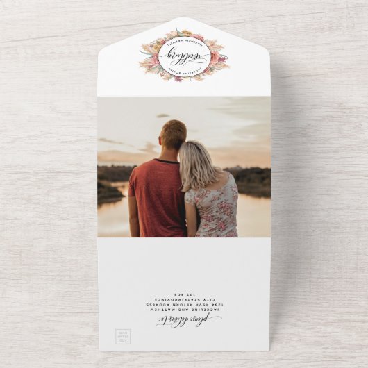 Foto, Pampas Grass Hochzeit mit Perforated UAWG All In One Einladung (Außenbereich)