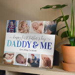 Foto Papa & Me Fotoplatte<br><div class="desc">Elegante Tagesbilderplakette mit dem niedlichen Sprichwort "daddy & me" in einem blauen Gradienten Schriftart,  6 Fotos für Sie zu ersetzen mit Ihrem eigenen,  und den Kinder-Namen.</div>