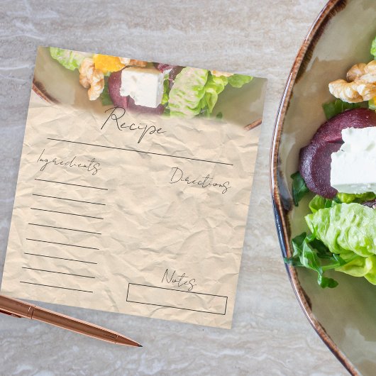Foto Paper Blank Sheet Cooking Rezeptkarte Notizblock