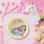 Foto-Papier-Teller Taufe Gelbe Dusche Pappteller (Party)
