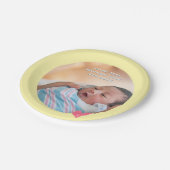 Foto-Papier-Teller Taufe Gelbe Dusche Pappteller (Schrägansicht)