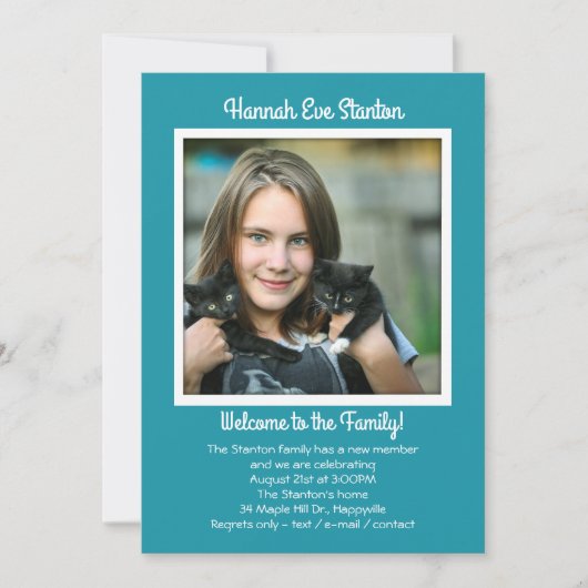 Foto-Party Einladung der Tochter-Adoption (Vorderseite)