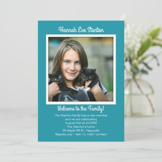 Foto-Party Einladung der Tochter-Adoption (Stehend Vorderseite)