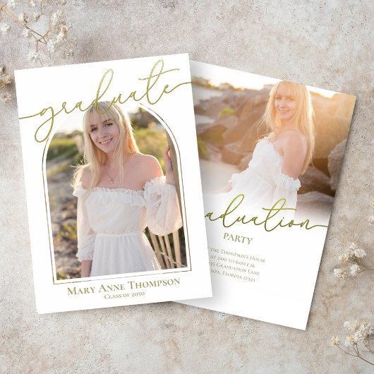 Foto-Party für Gold-Script-Abschluss Einladung