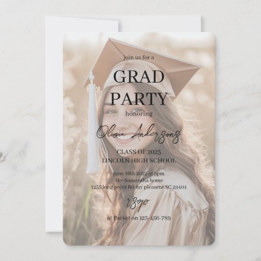 Foto-Party für Minimalistisch Abschluss Einladung (Vorderseite)