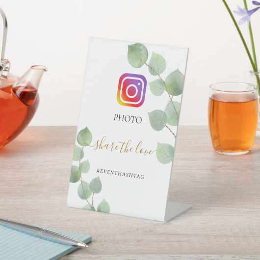 Foto Party Instagram Hashtag Eukalyptus Sockelschild (In SItu)