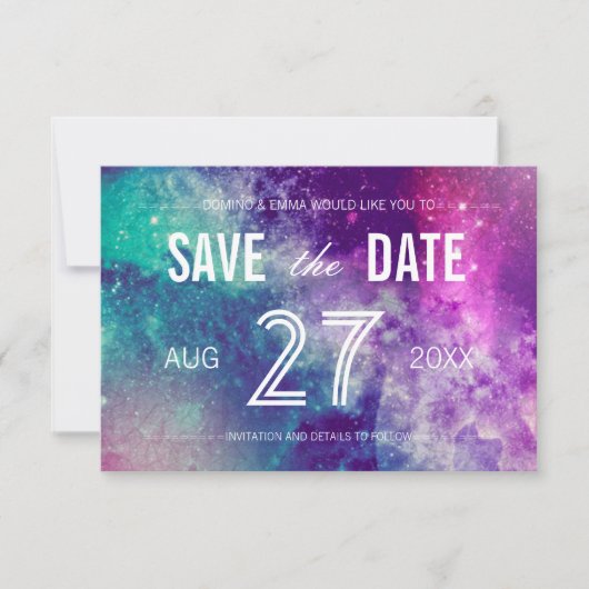 Foto Pastel Galaxy Speichern Sie die Datumskarten Save The Date (Vorderseite)