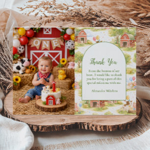 Foto Pastell-Farmtiere Bauernhof 1. Geburtstag Dankeskarte