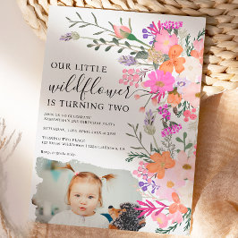 Foto Pastell Wildblume Frühjahr 2. Geburtstag Einladung