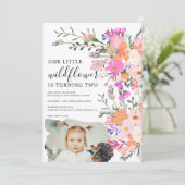 Foto Pastell Wildblume Frühjahr 2. Geburtstag Einladung (Stehend Vorderseite)