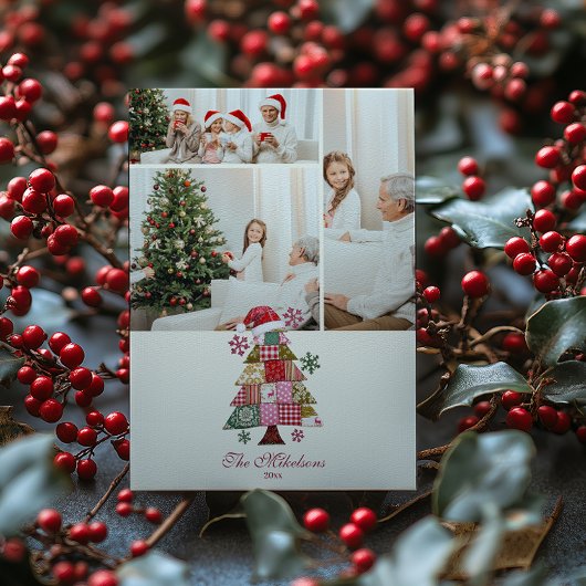 Foto-Patchwork-Weihnachtsbaum Preppy Feiertagskarte