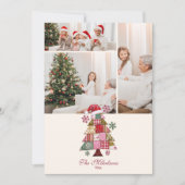Foto-Patchwork-Weihnachtsbaum Preppy Feiertagskarte (Vorderseite)